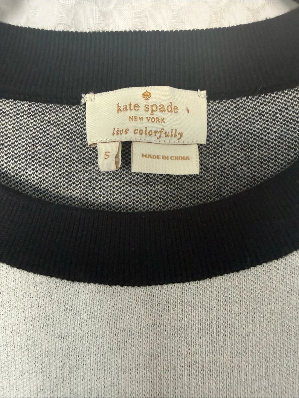 Kate Spade New York Rose Intarsia Cashmere Blend Sweater Black White S